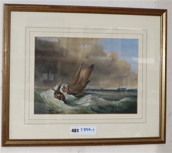 After J M W Turner, watercolour, Bridgewater, 22 x 30cm